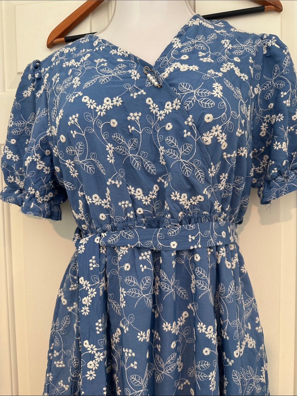 Blue Floral V-Neck Maxi Dress - Picture 2 of 9